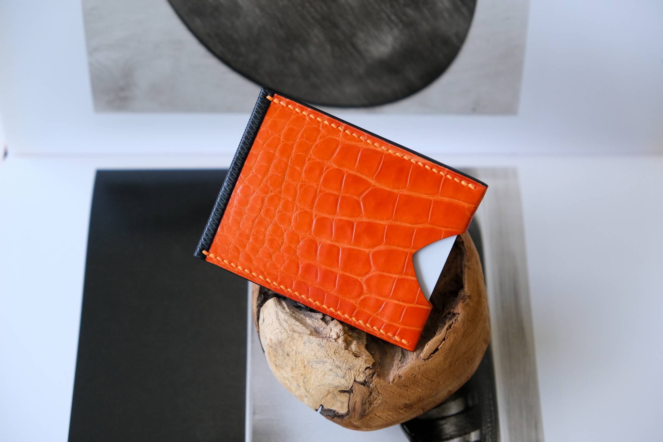 Card Holder Made from Orange Alligator