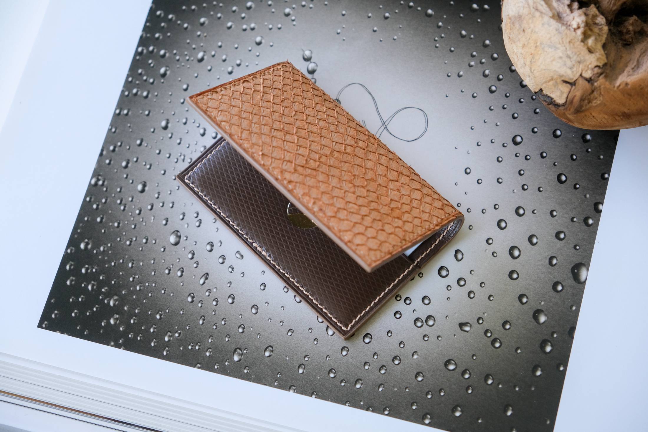 Card Holder in Brown Salmon Leather