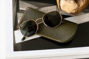 Glasses Leather Slip Case in Olive Leather