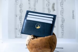 Card Holder in Navy Blue Leather