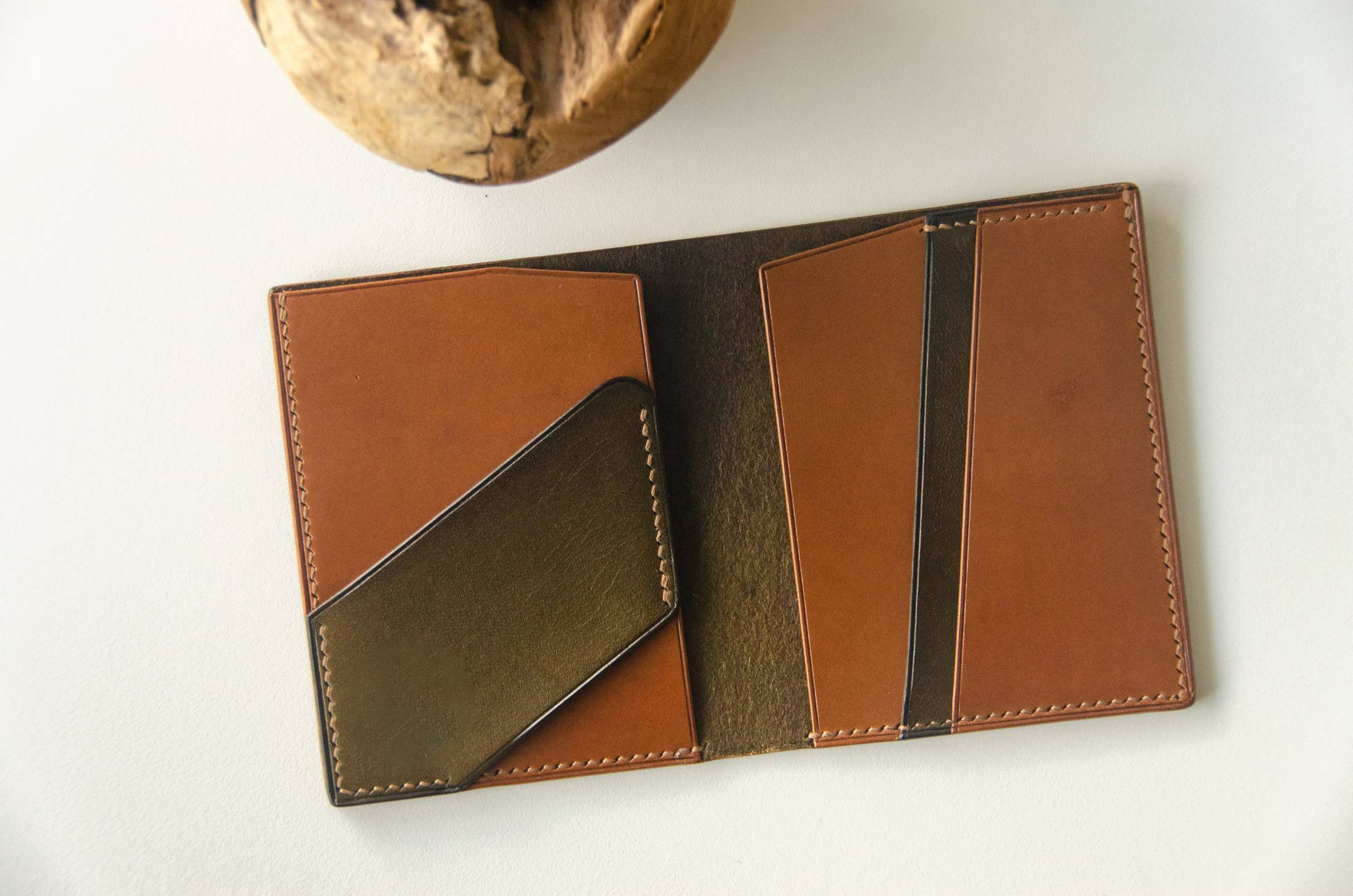 Auron Wallet in Olive and Whiskey
