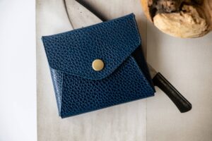 Card Holder and Wallet in Blue Leather
