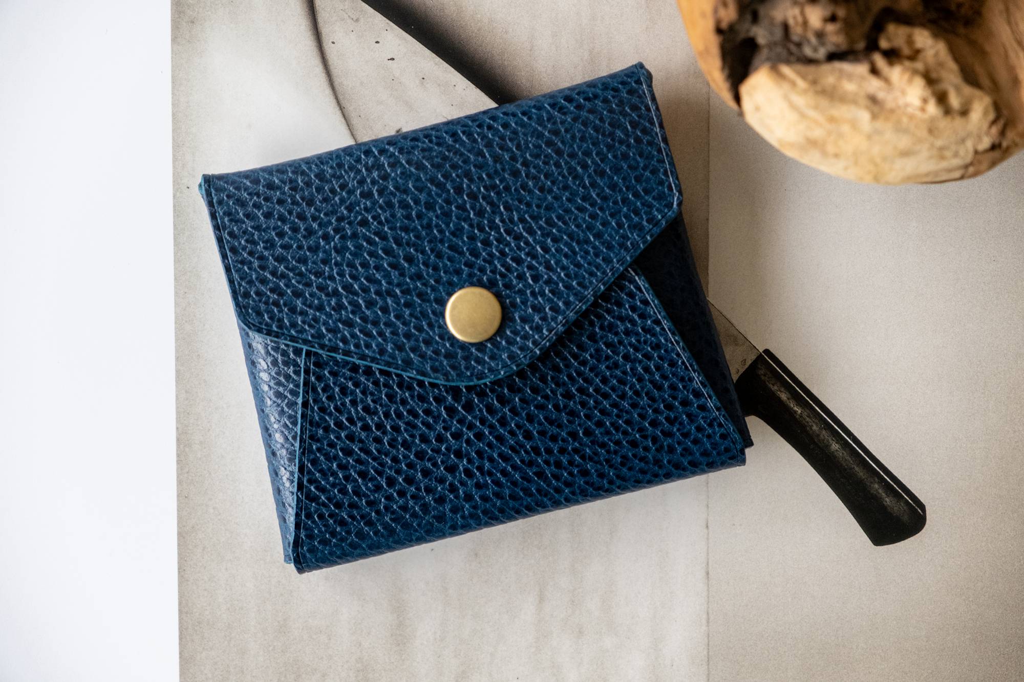 Card Holder and Wallet in Blue Leather
