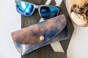 Sarene Glasses Case in Blue Marbled Shell Cordovan